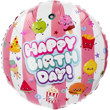 Ballon rond en aluminium avec motifs de nourriture mignonne Kawaii Happy Birthday | jourdefete.com Ballon rond en aluminium avec motifs de nourriture mignonne Kawaii Happy Birthday | jourdefete.com