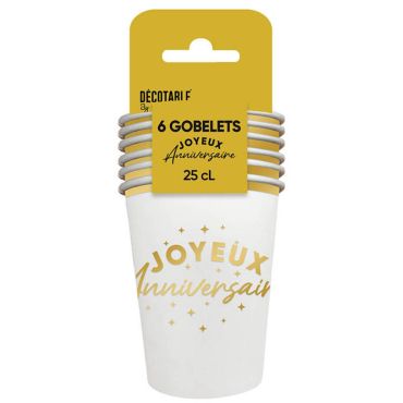6 gobelets anniversaire or | jourdefete.com 6 gobelets anniversaire or | jourdefete.com