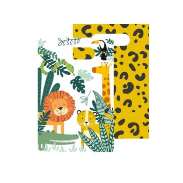 8 sacs cadeaux en papier les animaux de la jungle | jourdefete.com