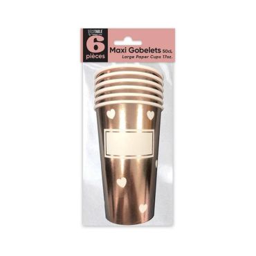 6 maxi gobelets cœurs rose gold | jourdefete.com 6 maxi gobelets cœurs rose gold | jourdefete.com