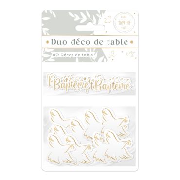 60 décos de table baptême avec inscriptions dorées et colombes | jourdefete.com 60 décos de table baptême avec inscriptions dorées et colombes | jourdefete.com