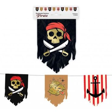 Une guirlande de fanions de 3 mètres sur le thème des pirates | jourdefete.com Une guirlande de fanions de 3 mètres sur le thème des pirates | jourdefete.com