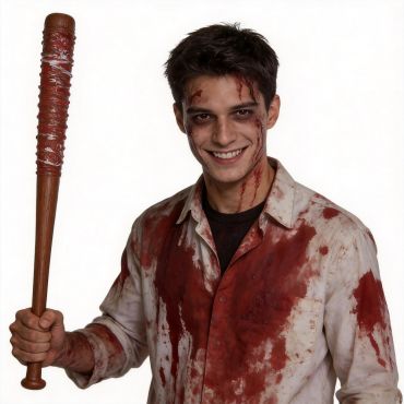 Batte de baseball factice avec fil barbelé et traces de sang pour déguisement Halloween 72 cm | jourdefete.com Batte de baseball factice avec fil barbelé et traces de sang pour déguisement Halloween 72 cm | jourdefete.com