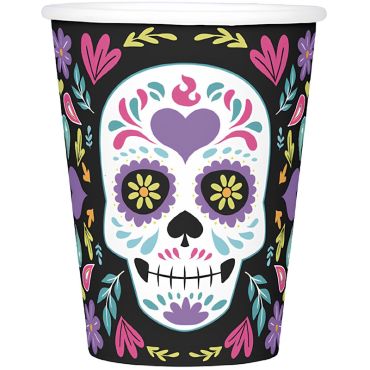Gobelets carton motif crâne coloré fête des morts mexicaine | jourdefete.com Gobelets carton motif crâne coloré fête des morts mexicaine | jourdefete.com