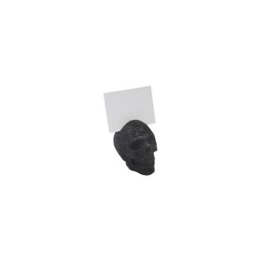 marque-place en résine crâne noir à paillettes | jourdefete.com