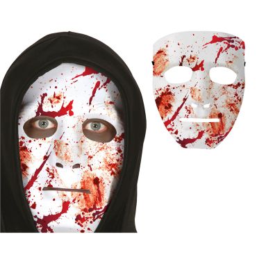 Masque d’Halloween blanc avec éclaboussures de sang | jourdefete.com Masque d’Halloween blanc avec éclaboussures de sang | jourdefete.com