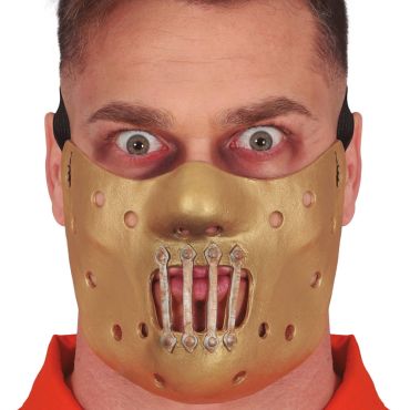 Demi-masque de prisonnier cannibale bronze avec barreaux pour adulte | jourdefete.com Demi-masque de prisonnier cannibale bronze avec barreaux pour adulte | jourdefete.com