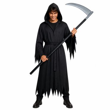 Faux de la mort démontable 101 cm manche noir et lame argentée pour costume de faucheuse | jourdefete.com Faux de la mort démontable 101 cm manche noir et lame argentée pour costume de faucheuse | jourdefete.com