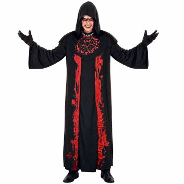 Déguisement homme maître de rituel satanique avec toge noire à capuche et pentagramme rouge | jourdefete.com Déguisement homme maître de rituel satanique avec toge noire à capuche et pentagramme rouge | jourdefete.com