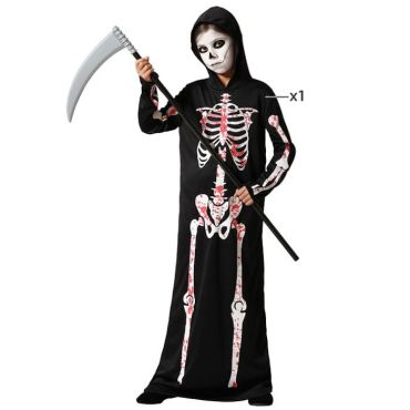 Costume enfant squelette noir avec taches de sang pour Halloween | jourdefete.com Costume enfant squelette noir avec taches de sang pour Halloween | jourdefete.com