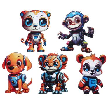 Décorations à parsemer Happy Cop's avec animaux robotiques en carton | jourdefete.com Décorations à parsemer Happy Cop's avec animaux robotiques en carton | jourdefete.com