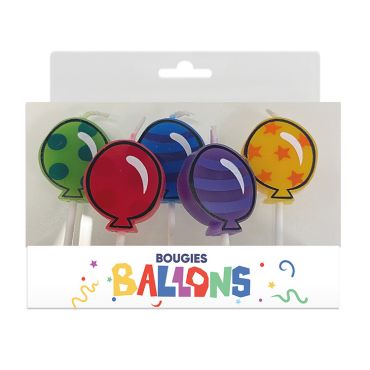 Lot de 5 bougies pics en cire en forme de ballons multicolores pour gâteau d'anniversaire enfant | jourdefete.com Lot de 5 bougies pics en cire en forme de ballons multicolores pour gâteau d'anniversaire enfant | jourdefete.com