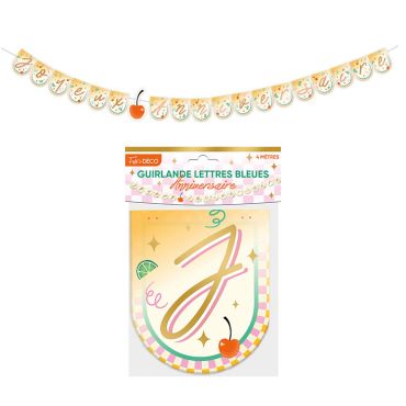 Guirlande de lettres Joyeux Anniversaire thème rétro pop avec motifs cerises et damier pastel | jourdefete.com Guirlande de lettres Joyeux Anniversaire thème rétro pop avec motifs cerises et damier pastel | jourdefete.com