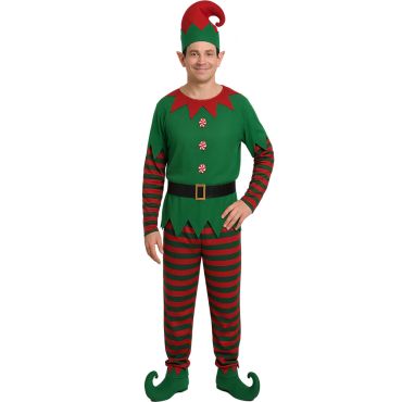 Costume de lutin de Noël pour homme adulte, tenue verte et rouge avec chapeau et ceinture | jourdefete.com Costume de lutin de Noël pour homme adulte, tenue verte et rouge avec chapeau et ceinture | jourdefete.com