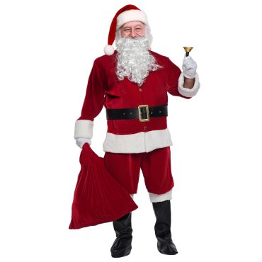 Costume de Père Noël Luxe avec hotte rouge et cloche dorée | jourdefete.com