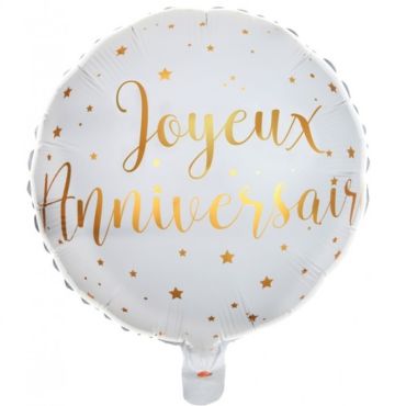 Ballon Anniversaire - Blanc et Or - Joyeux Anniversaire | jourdefete.com Ballon Anniversaire - Blanc et Or - Joyeux Anniversaire | jourdefete.com