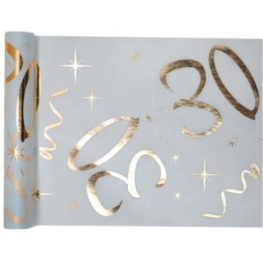 Chemin de Table Anniversaire - Blanc et Or - 30 ans | jourdefete.com Chemin de Table Anniversaire - Blanc et Or - 30 ans | jourdefete.com