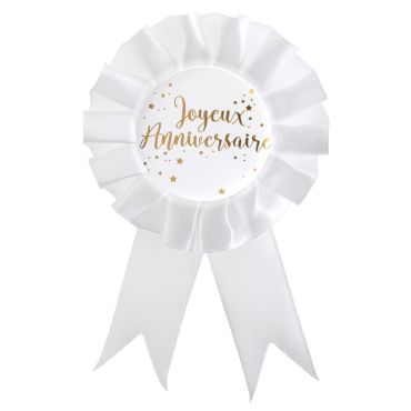 cocarde-joyeux-anniversaire-blanc-or|jourdefete.com cocarde-joyeux-anniversaire-blanc-or|jourdefete.com