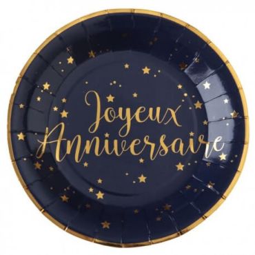 10 Assiettes "Joyeux Anniversaire" Bleu Marine Métallisé| jourdefete.com 10 Assiettes "Joyeux Anniversaire" Bleu Marine Métallisé| jourdefete.com