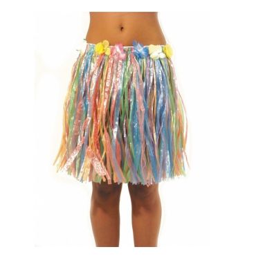 Jupe Hawaïenne Courte Raffia 45 cm - Multicolore