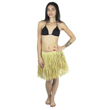Jupe Hawaïenne Courte Raffia 45 cm - Naturel