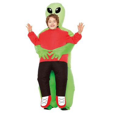 Enfant portant le déguisement gonflable alien vert illusion enlèvement extraterrestre | jourdefete.com Enfant portant le déguisement gonflable alien vert illusion enlèvement extraterrestre | jourdefete.com