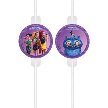 Pailles médaillon papier KPop Demon Hunters x4 décoration anniversaire enfant violet | jourdefete.com Pailles médaillon papier KPop Demon Hunters x4 décoration anniversaire enfant violet | jourdefete.com