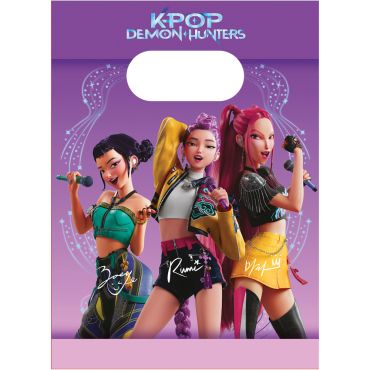 Sacs cadeaux anniversaire enfant KPop Demon Hunters lot de 4 pochettes surprises | jourdefete.com