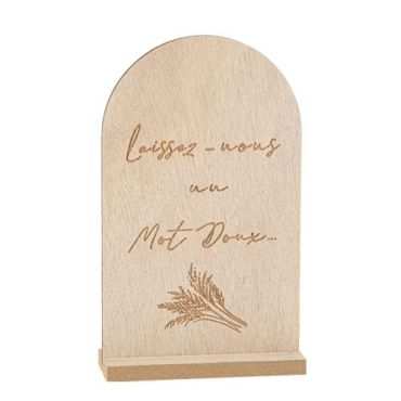 Pancarte en bois gravée "Laissez-nous un mot doux", décoration élégante pour mariage | jourdefete.com