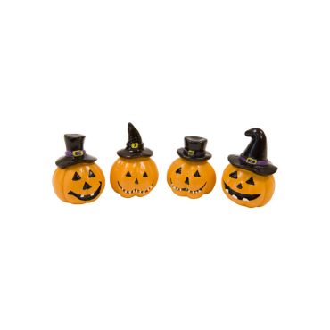 Figurines de citrouille en résine avec chapeau | jourdefete.com