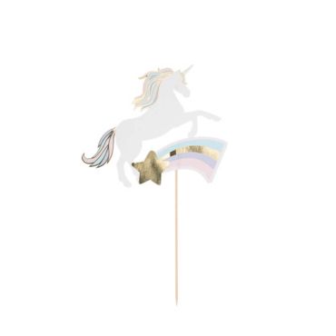pique cake topper anniversaire licorne pastel et or | jourdefete.com