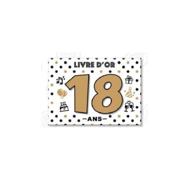 Livre d'or blanc, noir et or pour un anniversaire âge 18 ans. Livre d'or blanc, noir et or pour un anniversaire âge 18 ans.