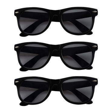 Trois paires de lunettes de soleil noires style rétro superposées pour déguisement | jourdefete.com Trois paires de lunettes de soleil noires style rétro superposées pour déguisement | jourdefete.com