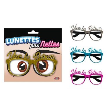 Lunettes métalliques vive la retraite couleur au choix Lunettes métalliques vive la retraite couleur au choix
