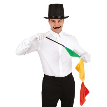 Kit d'accessoires de magicien adulte avec chapeau haut-de-forme, baguette magique et gants blancs | jourdefete.com Kit d'accessoires de magicien adulte avec chapeau haut-de-forme, baguette magique et gants blancs | jourdefete.com