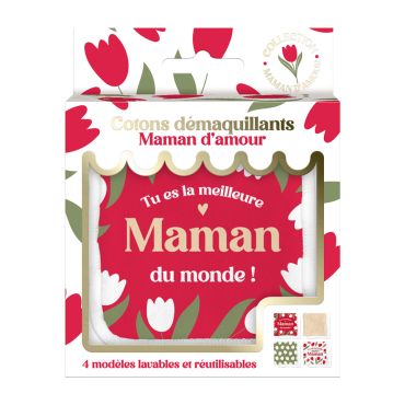 Lot de 4 cotons démaquillants lavables aux motifs printaniers et messages tendres pour la Fête des Mères | jourdefete.com Lot de 4 cotons démaquillants lavables aux motifs printaniers et messages tendres pour la Fête des Mères | jourdefete.com