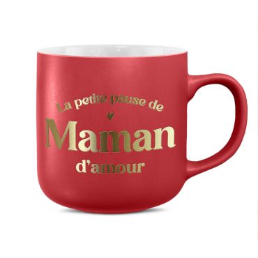 Mug rouge mat avec écriture dorée la petite pause de maman d'amour pour un cadeau de fête des mères | jourdefete.com Mug rouge mat avec écriture dorée la petite pause de maman d'amour pour un cadeau de fête des mères | jourdefete.com