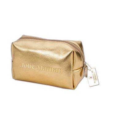 Trousse de toilette dorée Jolie Maman en simili cuir avec fermeture zippée | jourdefete.com Trousse de toilette dorée Jolie Maman en simili cuir avec fermeture zippée | jourdefete.com