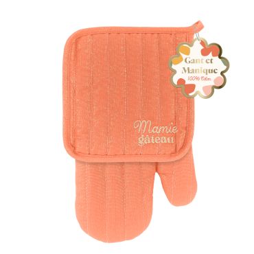 Set gant et manique Mamie brodés à paillettes rose pour la cuisine | jourdefete.com Set gant et manique Mamie brodés à paillettes rose pour la cuisine | jourdefete.com