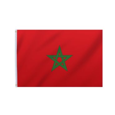 Grand drapeau rouge avec étoile verte du Maroc 90x150 cm pour supporter son équipe | jourdefete.com