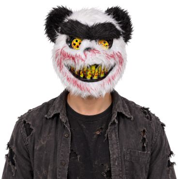 Masque de panda tueur en peluche pour Halloween avec fourrure bicolore sale et dents pourries ensanglantées | jourdefete.com Masque de panda tueur en peluche pour Halloween avec fourrure bicolore sale et dents pourries ensanglantées | jourdefete.com