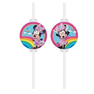 4 pailles médaillon en papier - 22 cm - Minnie Mouse™