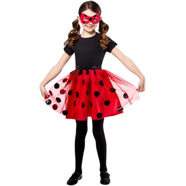 Déguisement Ladybug fille robe rouge à pois noirs avec masque | jourdefete.com