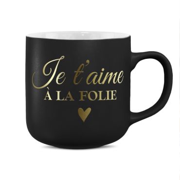 Mug noir mat avec inscription dorée Saint-Valentin | jourdefete.com