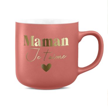 Mug rose poudré mat avec une écriture dorée élégante proclamant « Maman Je t'aime » et orné d’un petit cœur brillant, idéal pour la fête des mères | jourdefete.com Mug rose poudré mat avec une écriture dorée élégante proclamant « Maman Je t'aime » et orné d’un petit cœur brillant, idéal pour la fête des mères | jourdefete.com