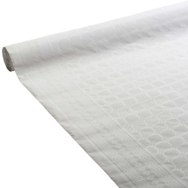 Nappe en papier damassé - 25 m - Couleur Blanc Nappe en papier damassé - 25 m - Couleur Blanc