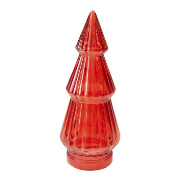 Arbre de Noël décoratif en verre strié rouge | jourdefete.com Arbre de Noël décoratif en verre strié rouge | jourdefete.com