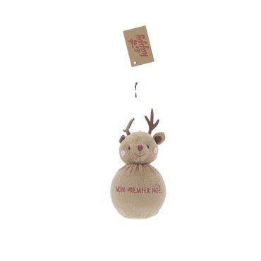 Boule de Noël en peluche tête de renne “Mon Premier Noël” | jourdefete.com