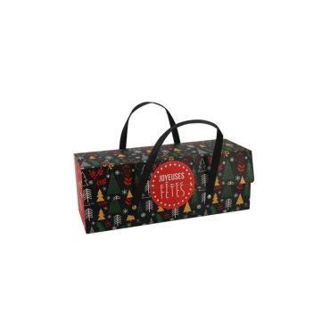 boîte à bûche de Noël avec poignées de 30 cm | jourdefete.com
