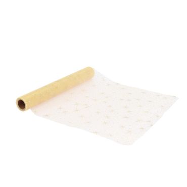 Chemin de table étoiles en organza or 28 cm x 3 m pour Noël | jourdefete.com Chemin de table étoiles en organza or 28 cm x 3 m pour Noël | jourdefete.com